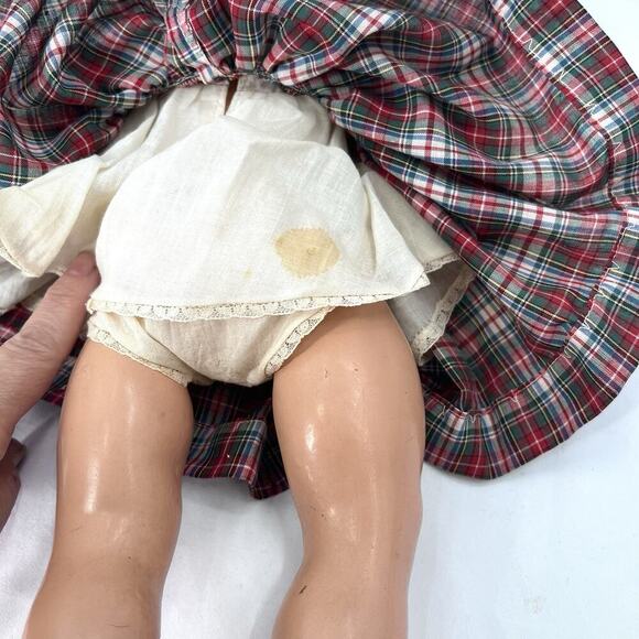 Vintage Shirley Temple Composition Doll Plaid Dress - Picture 6 of 12